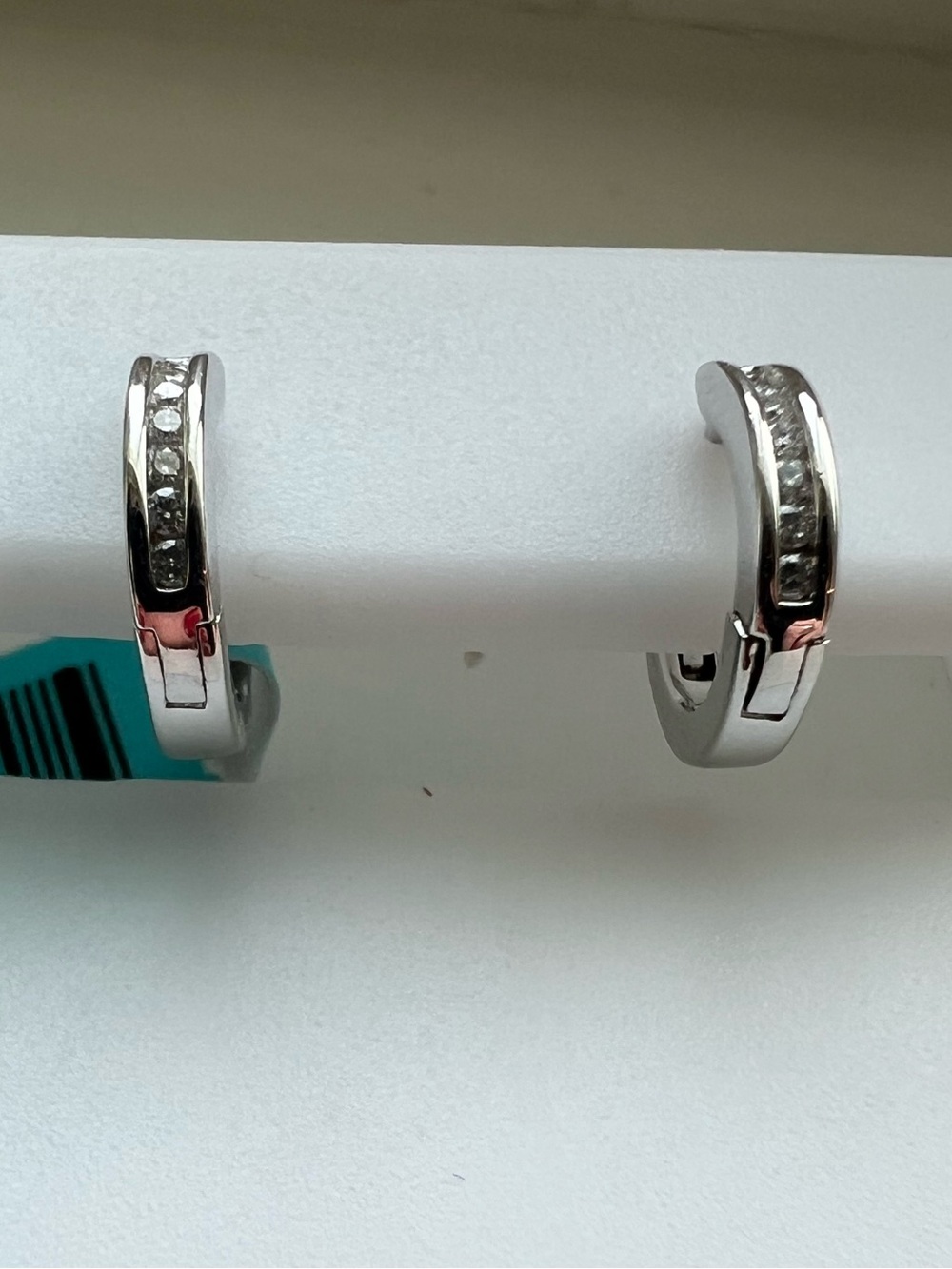 Sterling Silver Hoop Earrings with Channel-Set Crystals
